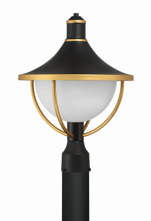 Atlas 1 Light Matte Black + Textured Gold Outdoor Post ATL-709-MK-TG