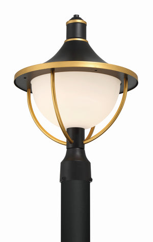 Atlas 1 Light Matte Black + Textured Gold Outdoor Post ATL-709-MK-TG