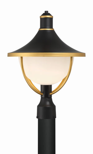 Atlas 1 Light Matte Black + Textured Gold Outdoor Post ATL-709-MK-TG