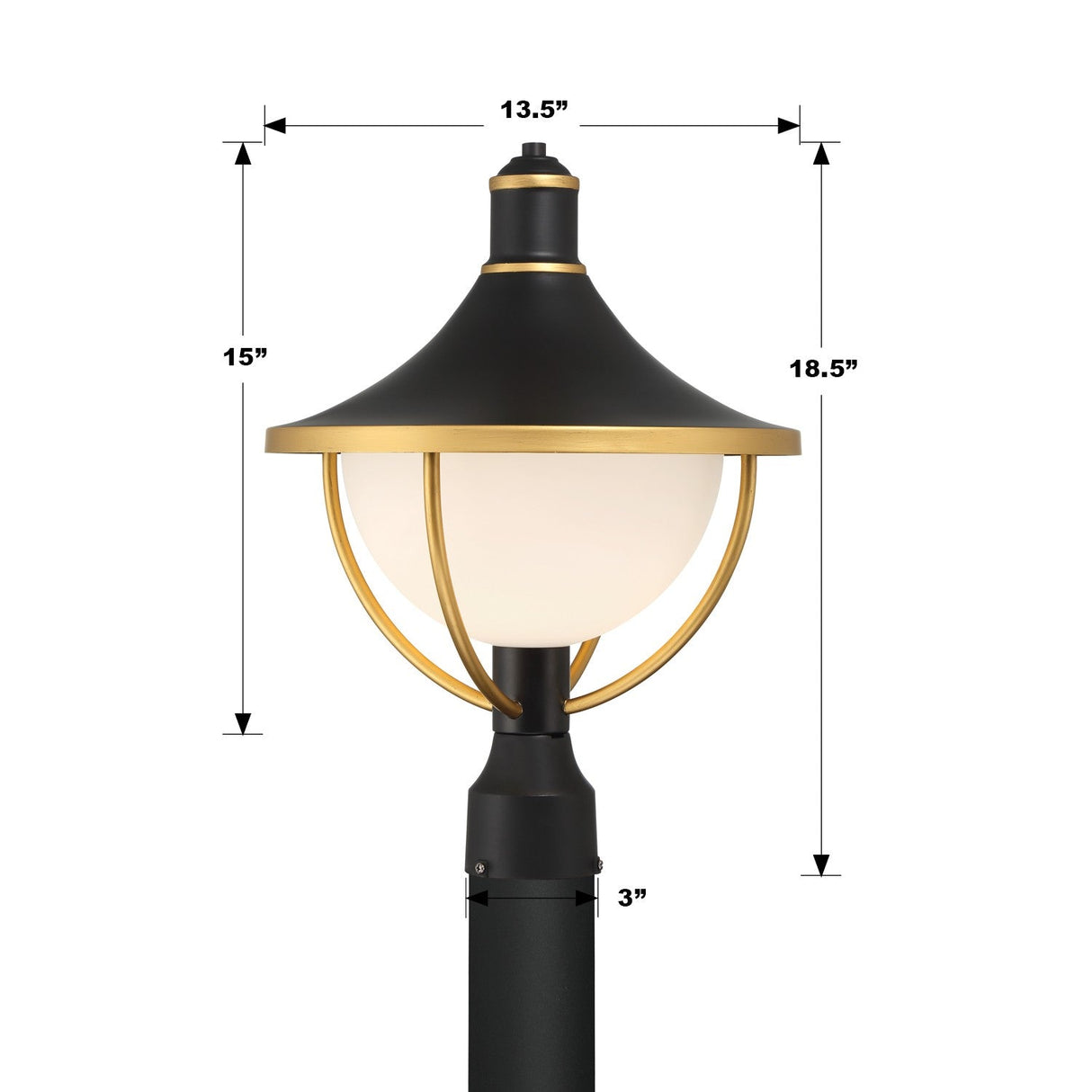 Atlas 1 Light Matte Black + Textured Gold Outdoor Post ATL-709-MK-TG