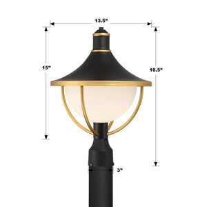 Atlas 1 Light Matte Black + Textured Gold Outdoor Post ATL-709-MK-TG