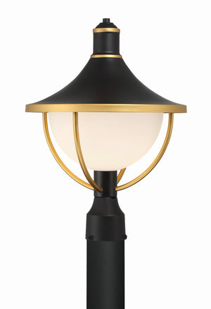 Atlas 1 Light Matte Black + Textured Gold Outdoor Post ATL-709-MK-TG