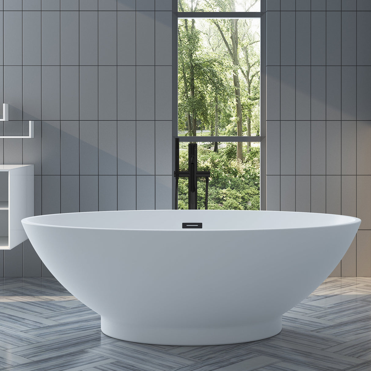 Noelani 66" Acrylic Freestanding Tub with Integral Drain in Matte White