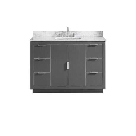 Avanity Austen 49 in. Vanity Combo in Twilight Gray with Silver Trim and Carrara White Marble Top 