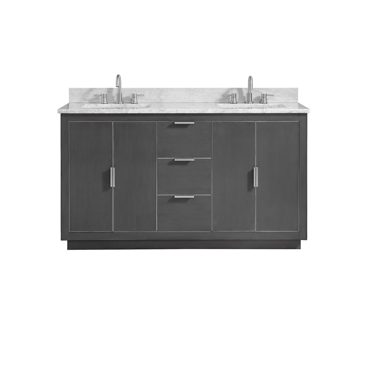 Avanity Austen 61 in. Vanity Combo in Twilight Gray with Silver Trim and Carrara White Marble Top 