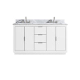 Avanity Austen 61 in. Vanity Combo in White with Silver Trim and Carrara White Top