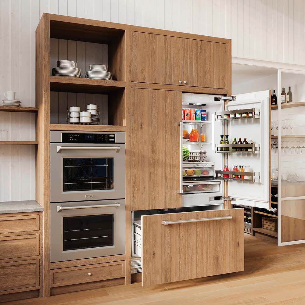 ZLINE 36 in. 19.6 cu. ft. Panel Ready French Door Built-In Bottom Freezer Refrigerator with Water Dispenser and Ice Maker (RBIV-36)