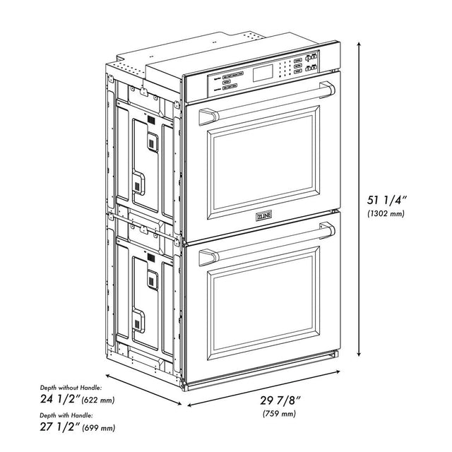 ZLINE Autograph Edition 30 in. Electric Double Wall Oven with Self Clean and True Convection in Stainless Steel and Matte Black Accents (AWDZ-30-MB)