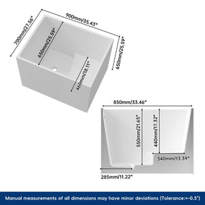 New England Home Goods Elbert 35" Freestanding Tub in White - Stone Resin Solid Surface