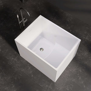 New England Home Goods Elbert 35" Freestanding Tub in White - Stone Resin Solid Surface