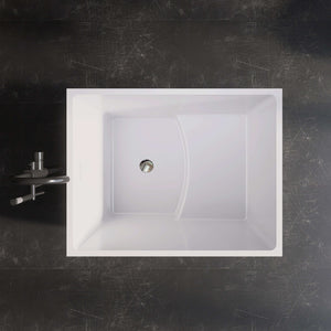 New England Home Goods Elbert 35" Freestanding Tub in White - Stone Resin Solid Surface