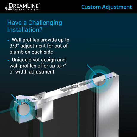 DreamLine Allure 31-32 in. W x 73 in. H Frameless Pivot Shower Door in Chrome