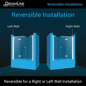DreamLine Aqua Fold 56-60 in. W x 58 in. H Frameless Bi-Fold Tub Door with Extender Panel in Chrome