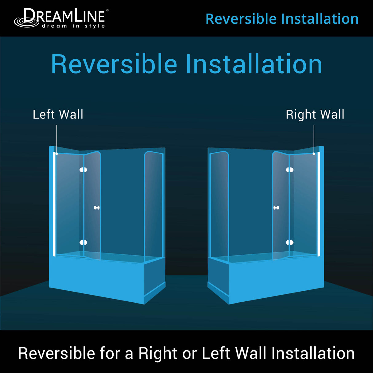 DreamLine Aqua Fold 56-60 in. W x 30 in. D x 58 in. H Frameless Bi-Fold Tub Door with Return Panel in Chrome