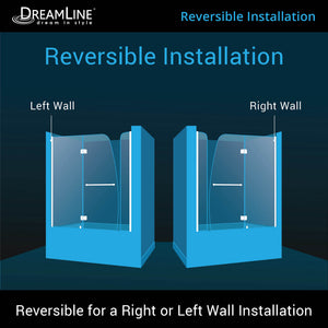 DreamLine Aqua 56-60 in. W x 58 in. H Frameless Hinged Tub Door with Extender Panel in Oil Rubbed Bronze
