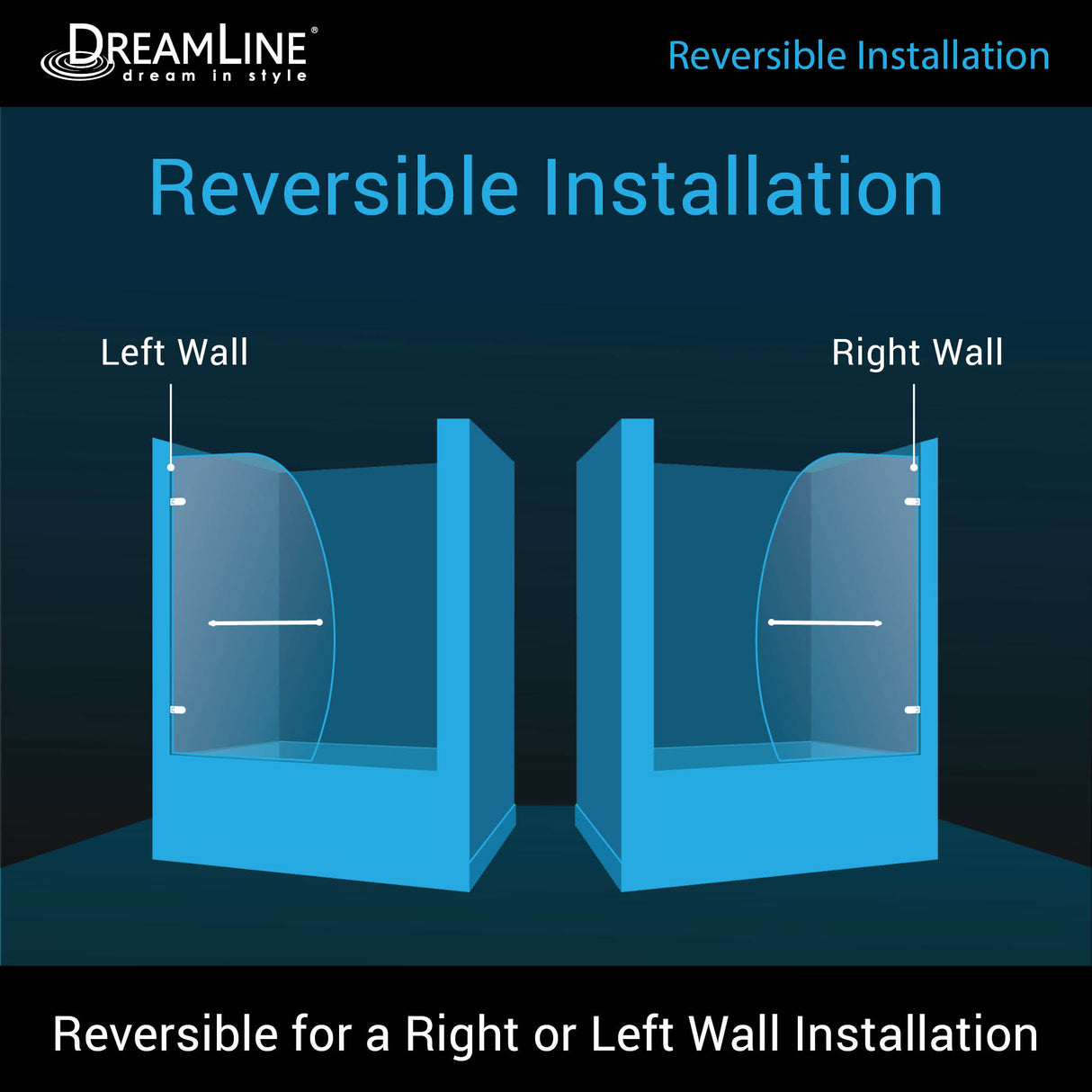 DreamLine Aqua Uno 34 in. W x 58 in. H Frameless Hinged Tub Door in Chrome