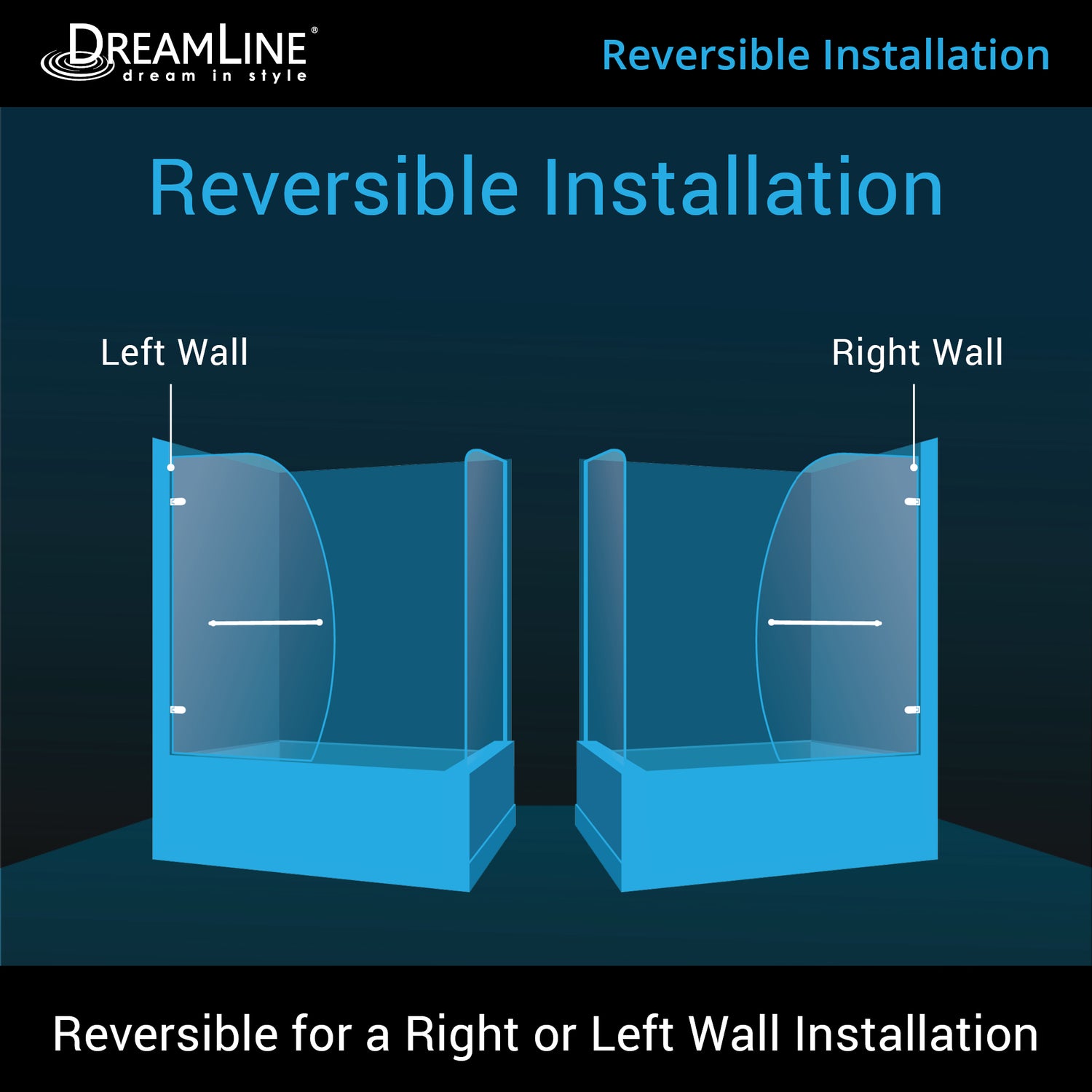 DreamLine Aqua Uno 56-60 in. W x 30 in. D x 58 in. H Frameless Hinged Tub Door with Return Panel in Oil Rubbed Bronze