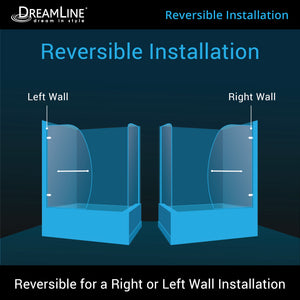 DreamLine Aqua Uno 56-60 in. W x 30 in. D x 58 in. H Frameless Hinged Tub Door with Return Panel in Oil Rubbed Bronze