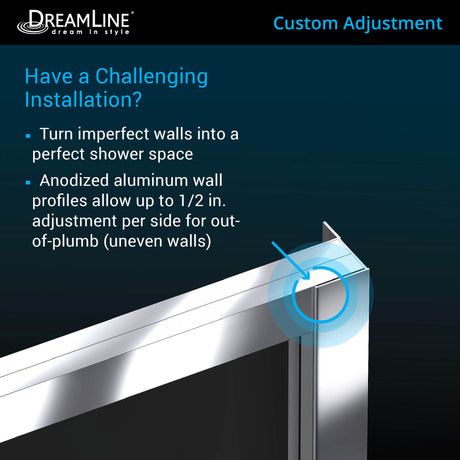 DreamLine Cornerview 42 in. D x 42 in. W x 74 3/4 in. H Framed Sliding Shower Enclosure in Chrome with Black Acrylic Base Kit