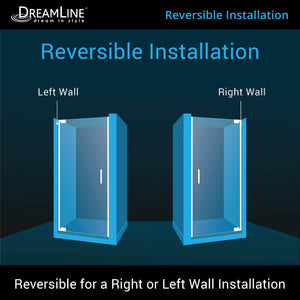 DreamLine Elegance-LS 32 1/4 - 34 1/4 in. W x 72 in. H Frameless Pivot Shower Door in Satin Black