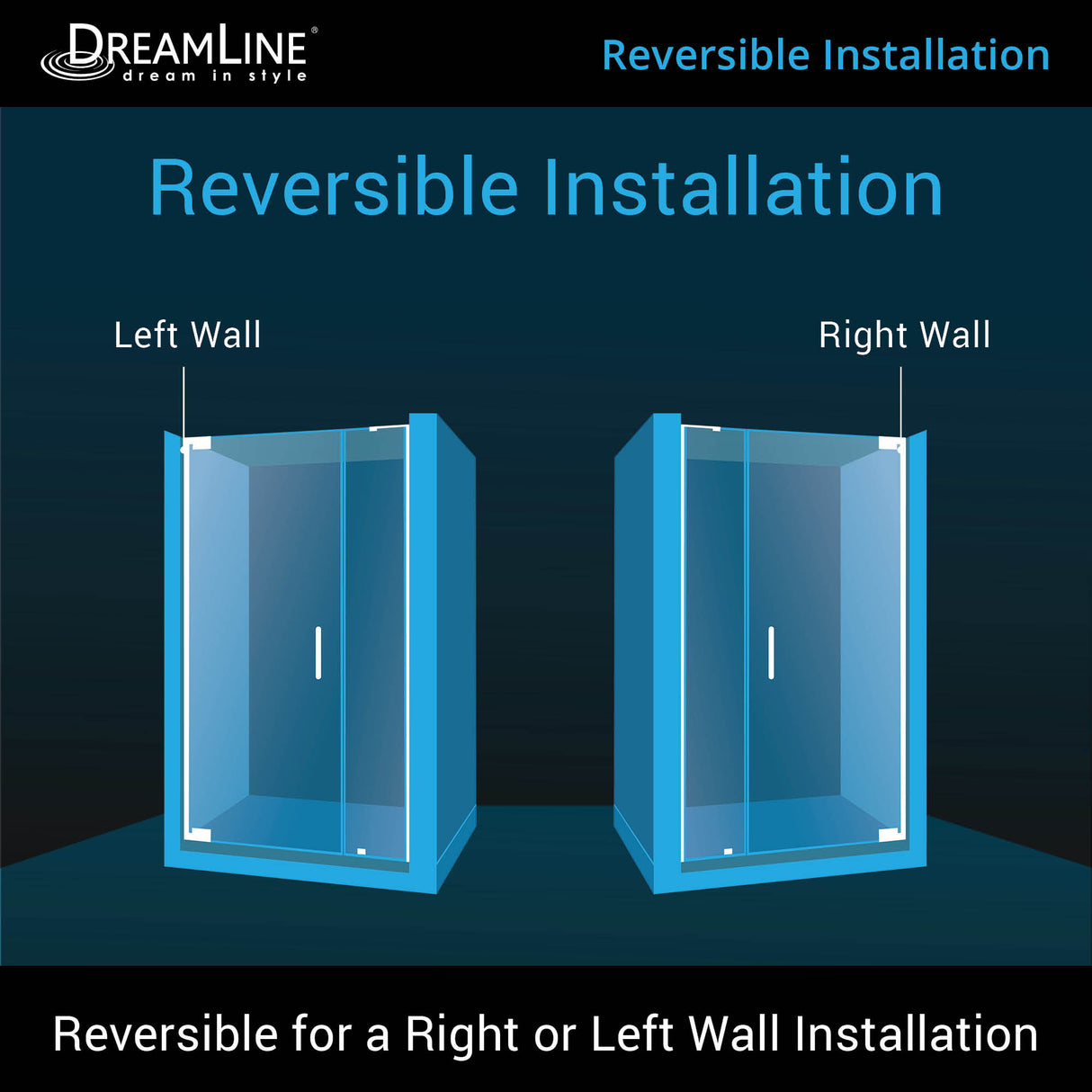 DreamLine Elegance-LS 42 1/4 - 44 1/4 in. W x 72 in. H Frameless Pivot Shower Door in Satin Black