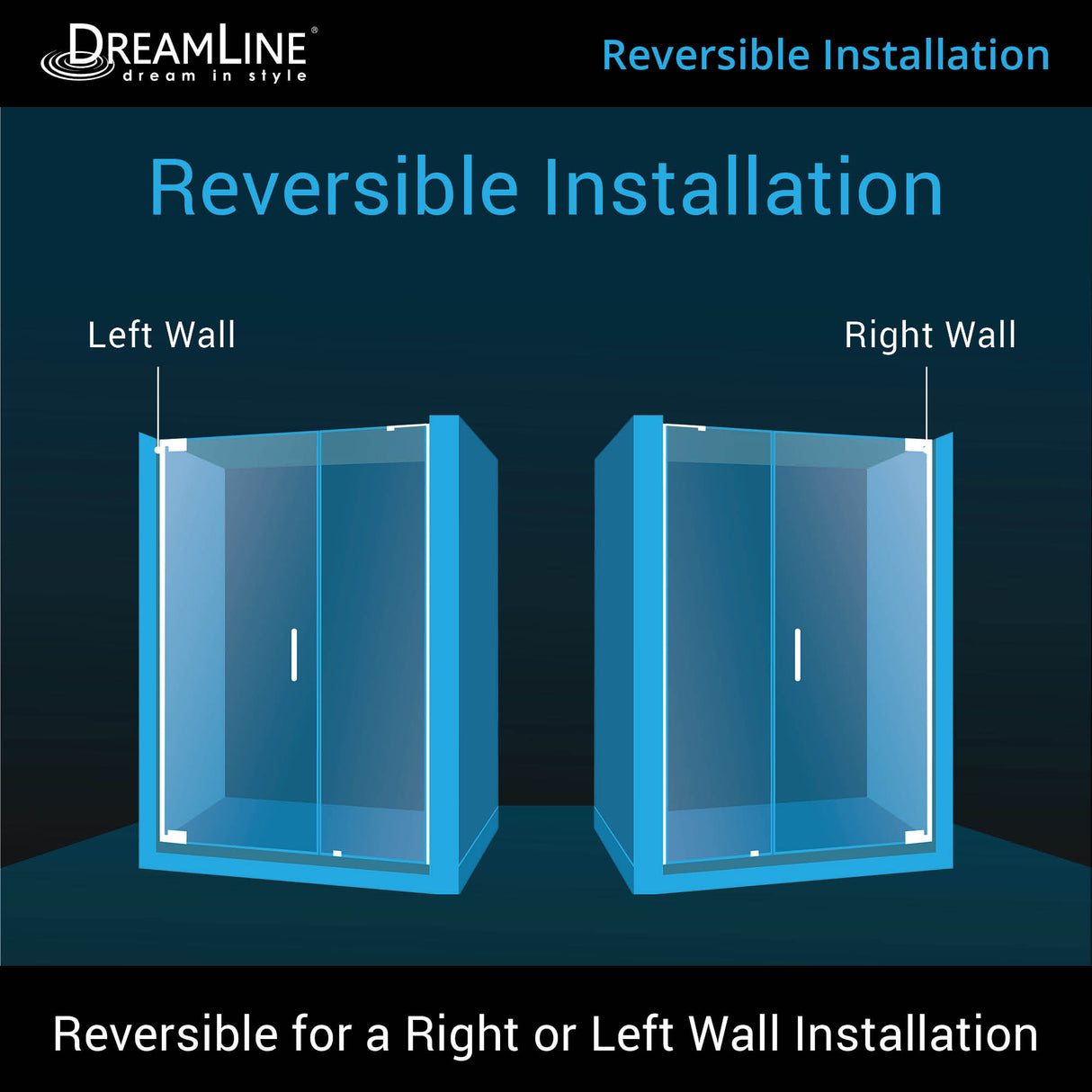 DreamLine Elegance-LS 52 1/2 - 54 1/2 in. W x 72 in. H Frameless Pivot Shower Door in Satin Black