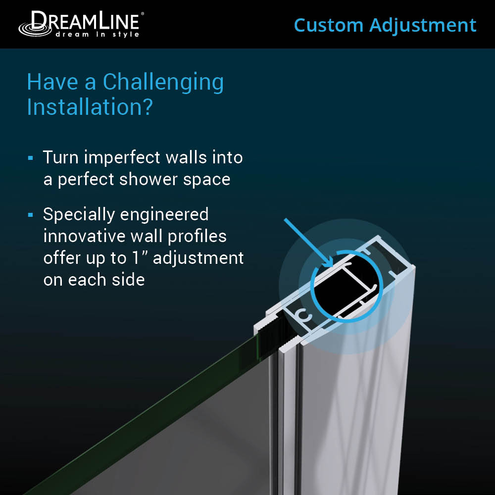DreamLine Elegance-LS 56 3/4 - 58 3/4 in. W x 72 in. H Frameless Pivot Shower Door in Satin Black