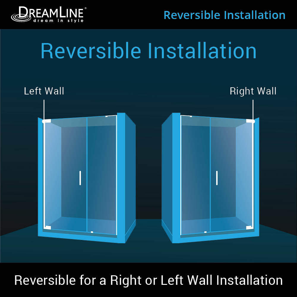 DreamLine Elegance-LS 56 3/4 - 58 3/4 in. W x 72 in. H Frameless Pivot Shower Door in Satin Black