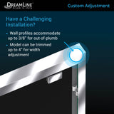 DreamLine Encore 36 in. D x 60 in. W x 78 3/4 in. H Bypass Shower Door in Brushed Nickel and Left Drain White Base Kit