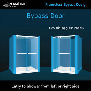 DreamLine Encore 36 in. D x 48 in. W x 78 3/4 in. H Bypass Shower Door in Oil Rubbed Bronze with Center Drain White Base Kit
