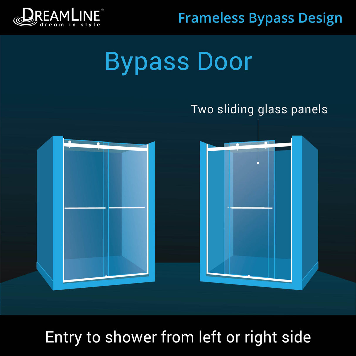DreamLine Essence-H 44-48 in. W x 76 in. H Semi-Frameless Bypass Shower Door in Chrome
