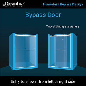 DreamLine Essence 44-48 in. W x 76 in. H Frameless Smoke Gray Glass Bypass Shower Door in Brushed Nickel