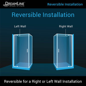 DreamLine Flex 32 in. D x 32 in. W x 76 3/4 in. H Semi-Frameless Shower Enclosure in Brushed Nickel with White Base and Wall Kit
