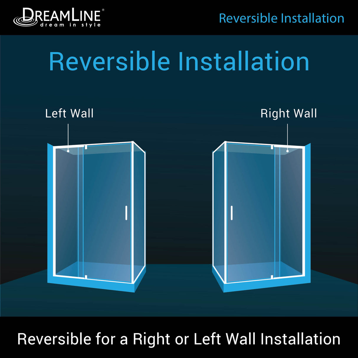 DreamLine Flex 34 1/2 in. D x 56-60 in. W x 72 in. H Semi-Frameless Pivot Shower Enclosure in Chrome