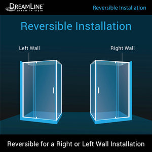 DreamLine Flex 34 1/2 in. D x 56-60 in. W x 72 in. H Semi-Frameless Pivot Shower Enclosure in Chrome