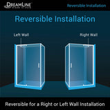 DreamLine Flex 36 in. D x 60 in. W x 74 3/4 in. H Semi-Frameless Pivot Shower Enclosure in Chrome with Left Drain Black Base Kit