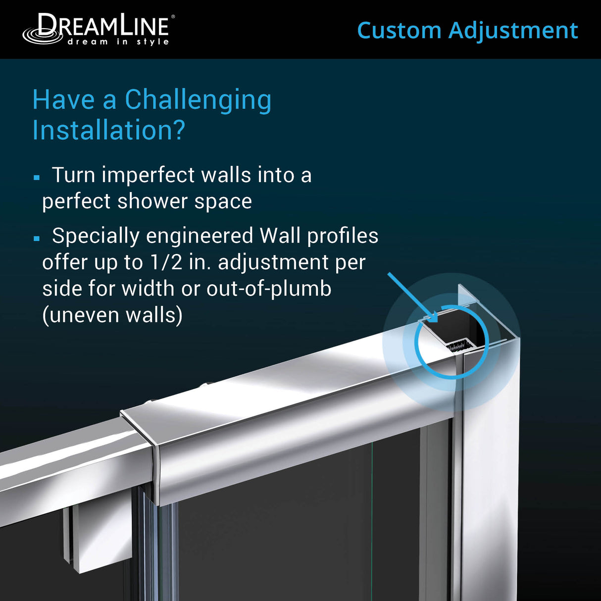 DreamLine Flex 32-36 in. W x 72 in. H Semi-Frameless Pivot Shower Door in Chrome