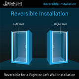 DreamLine Flex 36 in. D x 36 in. W x 76 3/4 in. H Semi-Frameless Shower Door in Chrome with White Base and Wall Kit