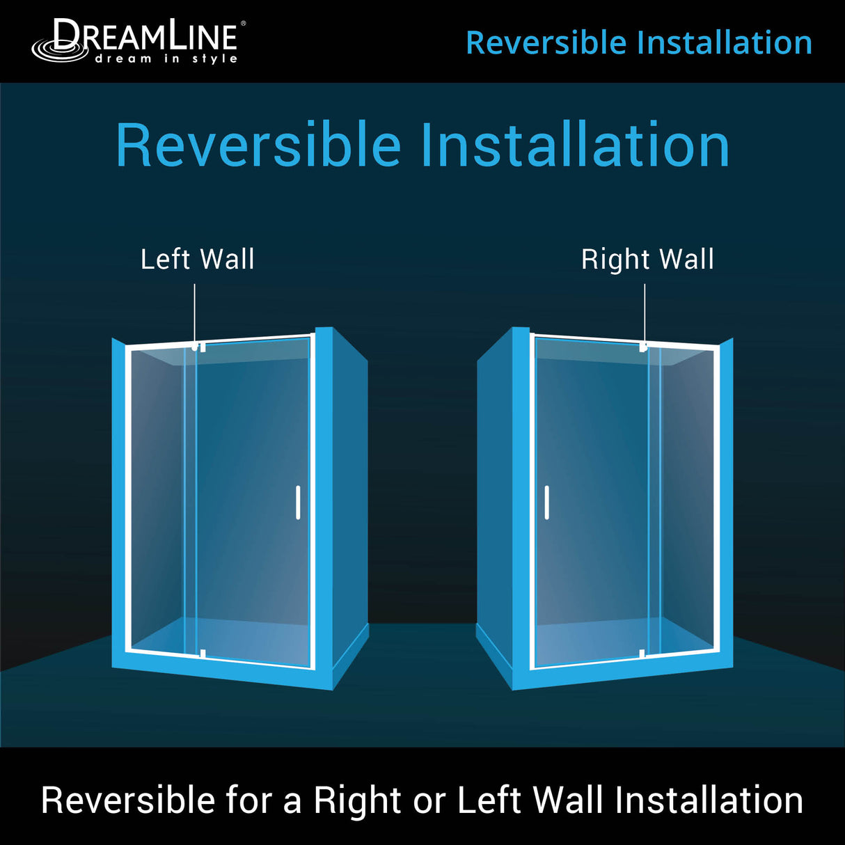 DreamLine Flex 36 in. D x 48 in. W x 74 3/4 in. H Semi-Frameless Pivot Shower Door in Chrome with Center Drain Biscuit Base Kit