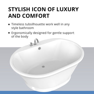 DreamLine Caribbean 66 in. L x 23 in. H White Acrylic Freestanding Bathtub