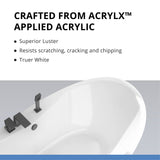 DreamLine Caspian 60 in. L x 27 in. H White Acrylic Freestanding Bathtub