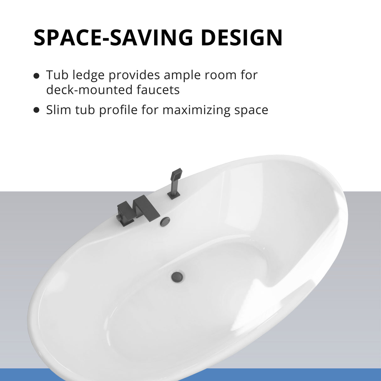 DreamLine Caspian 60 in. L x 27 in. H White Acrylic Freestanding Bathtub