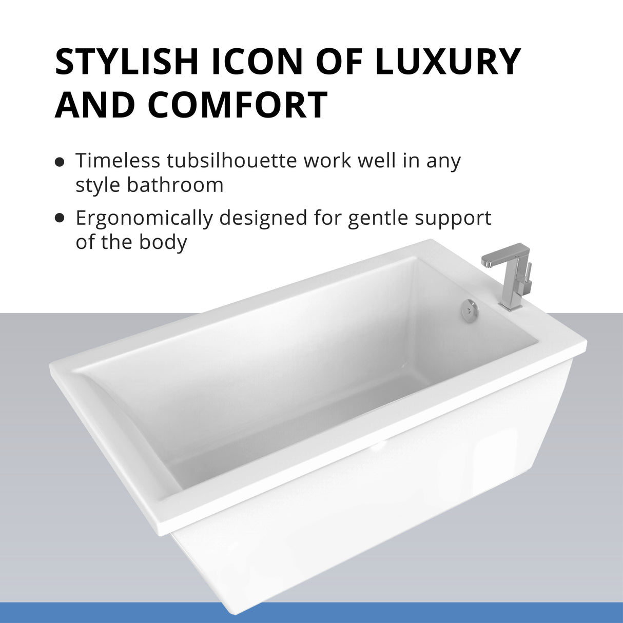 DreamLine Levantine 60 in. L x 23 in. H White Acrylic Freestanding Bathtub