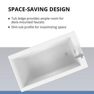 DreamLine Levantine 60 in. L x 23 in. H White Acrylic Freestanding Bathtub