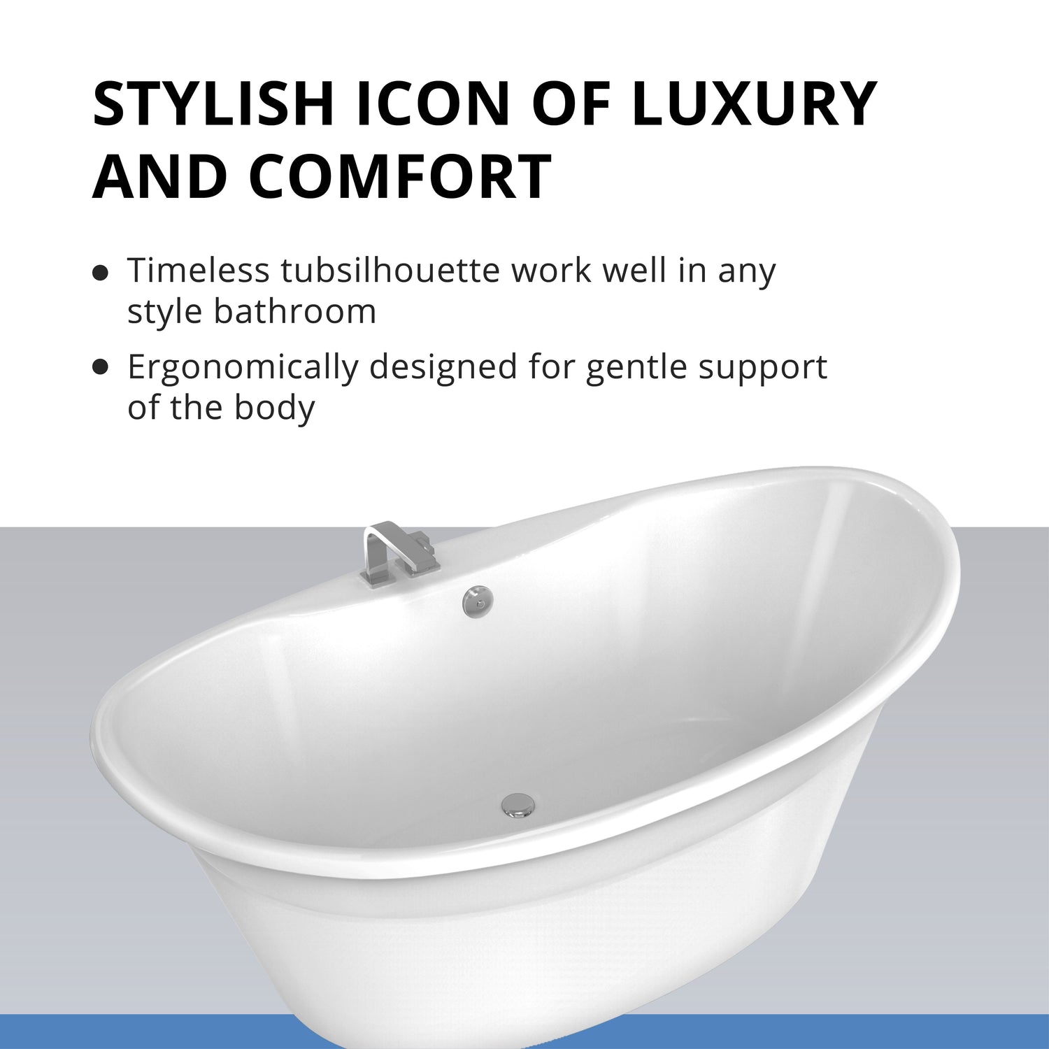 DreamLine Montego 66 in. L x 27 in. H White Acrylic Freestanding Bathtub