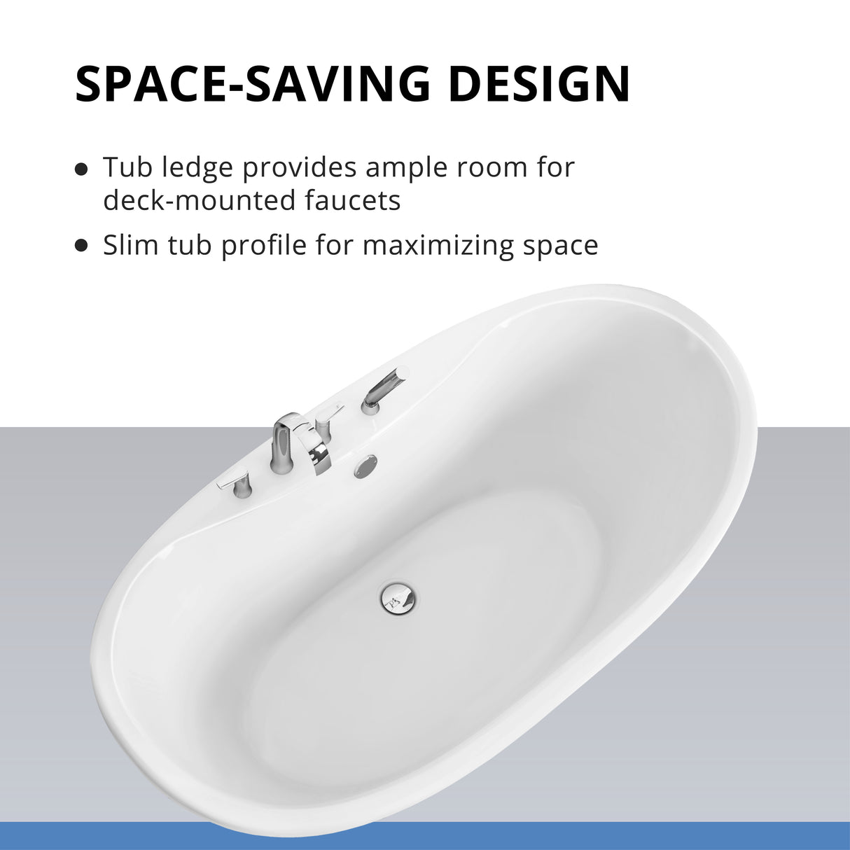 DreamLine Montego 66 in. L x 27 in. H White Acrylic Freestanding Bathtub