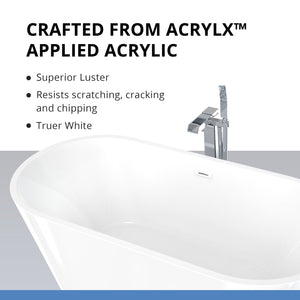DreamLine Havana 67 in. L x 23 in. H White Acrylic Freestanding Bathtub
