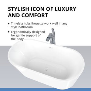 DreamLine Havana 67 in. L x 23 in. H White Acrylic Freestanding Bathtub