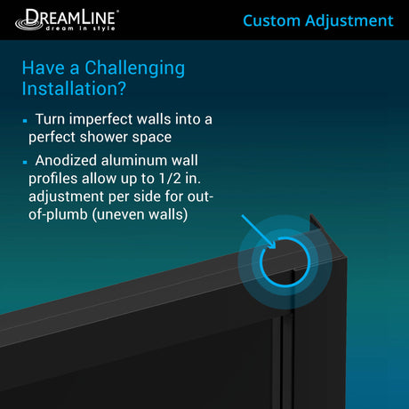 DreamLine French Corner 42 in. D x 42 in. W x 74 3/4 in. H Framed Sliding Shower Enclosure in Satin Black and Black Acrylic Base, DL-6790-09