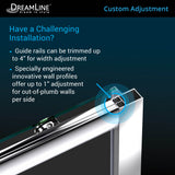 DreamLine Infinity-Z 34 in. D x 60 in. W x 74 3/4 in. H Frosted Sliding Shower Door in Brushed Nickel and Left Drain Biscuit Base